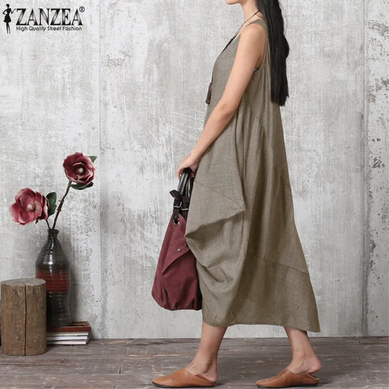 VenusFox Casual Sleeveless Irregular Maxi Dress