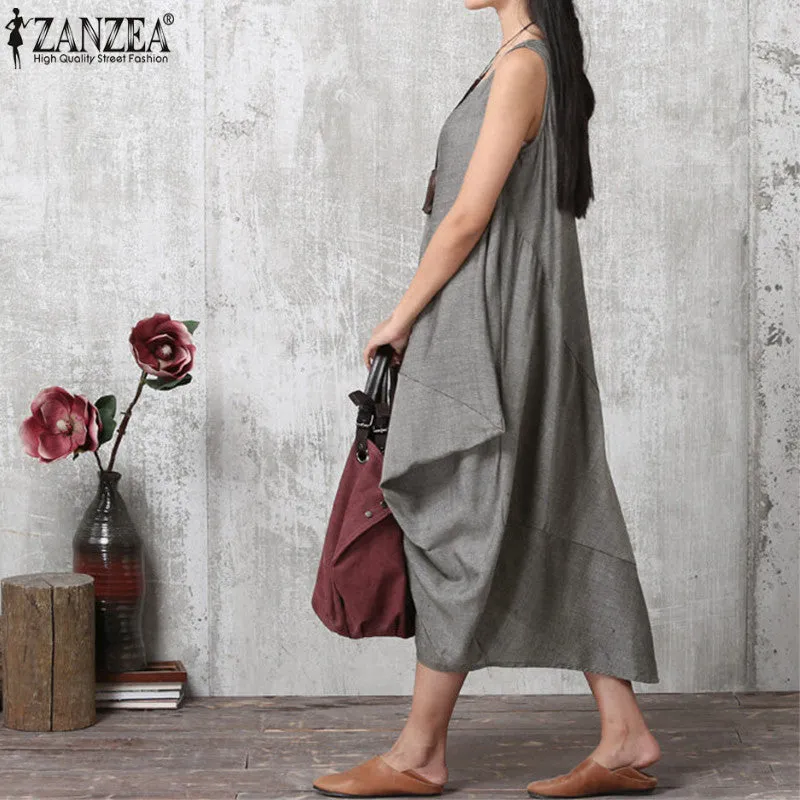 VenusFox Casual Sleeveless Irregular Maxi Dress