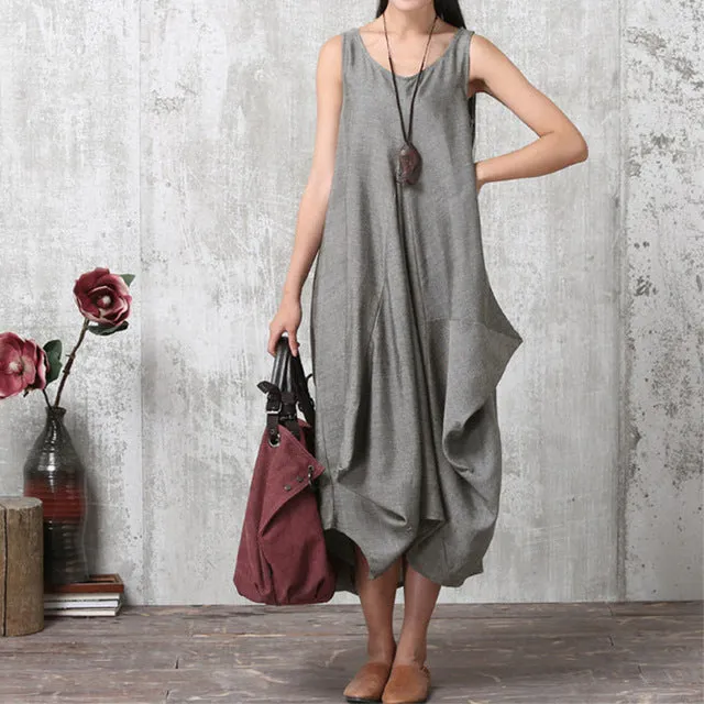 VenusFox Casual Sleeveless Irregular Maxi Dress