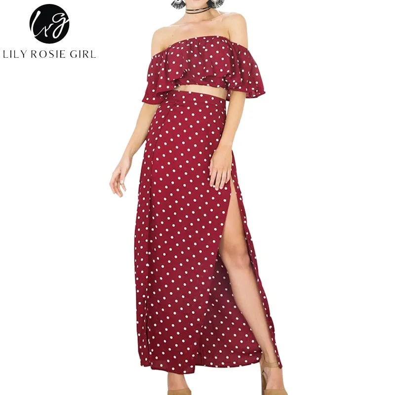 VenusFox Off Shoulder Red Vintage Long Dress