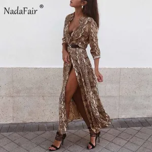 VenusFox Vintage snake print long dress