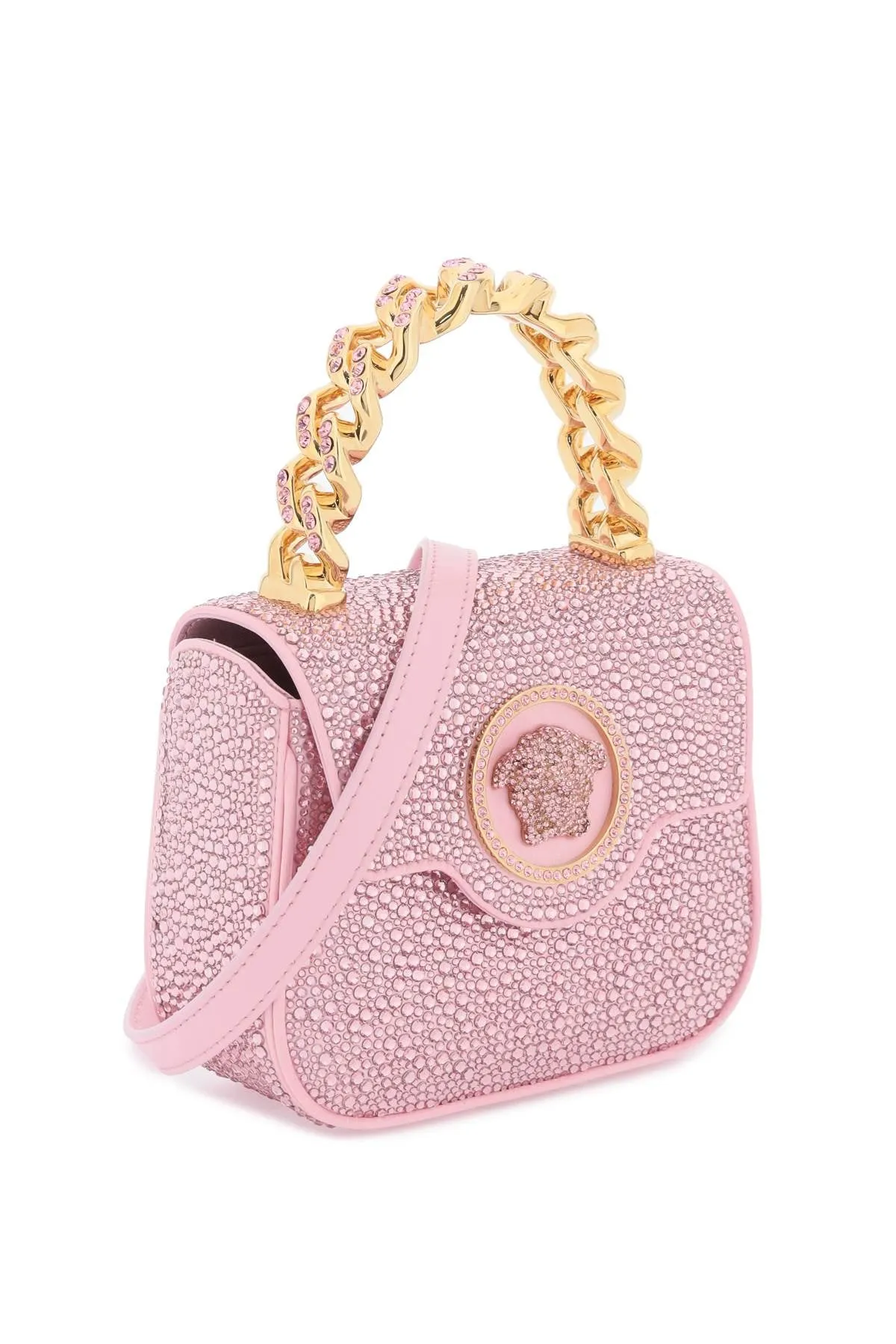 Versace La Medusa Handbag With Crystals Pink