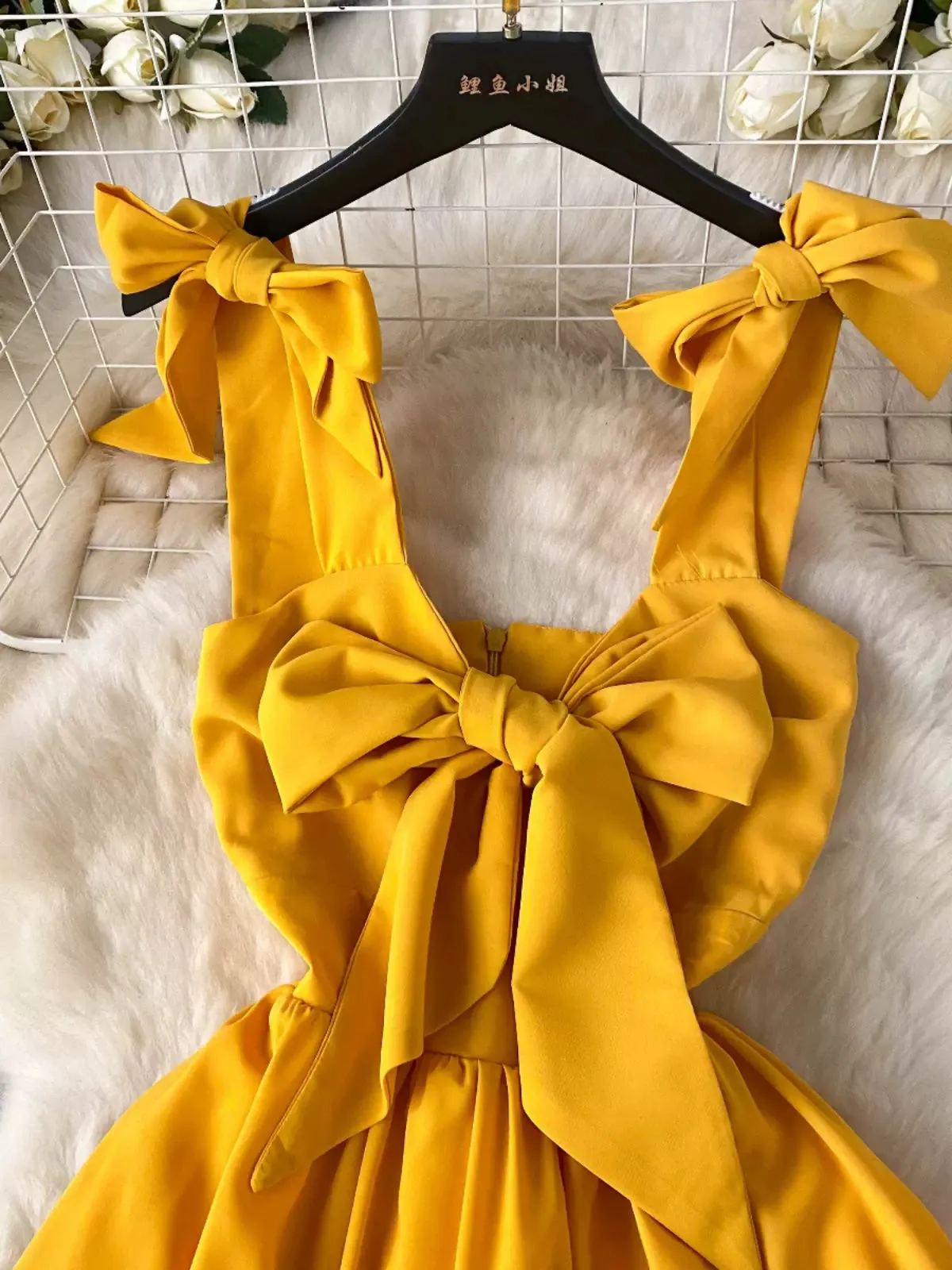 Vibrant Yellow Summer Bow Dress