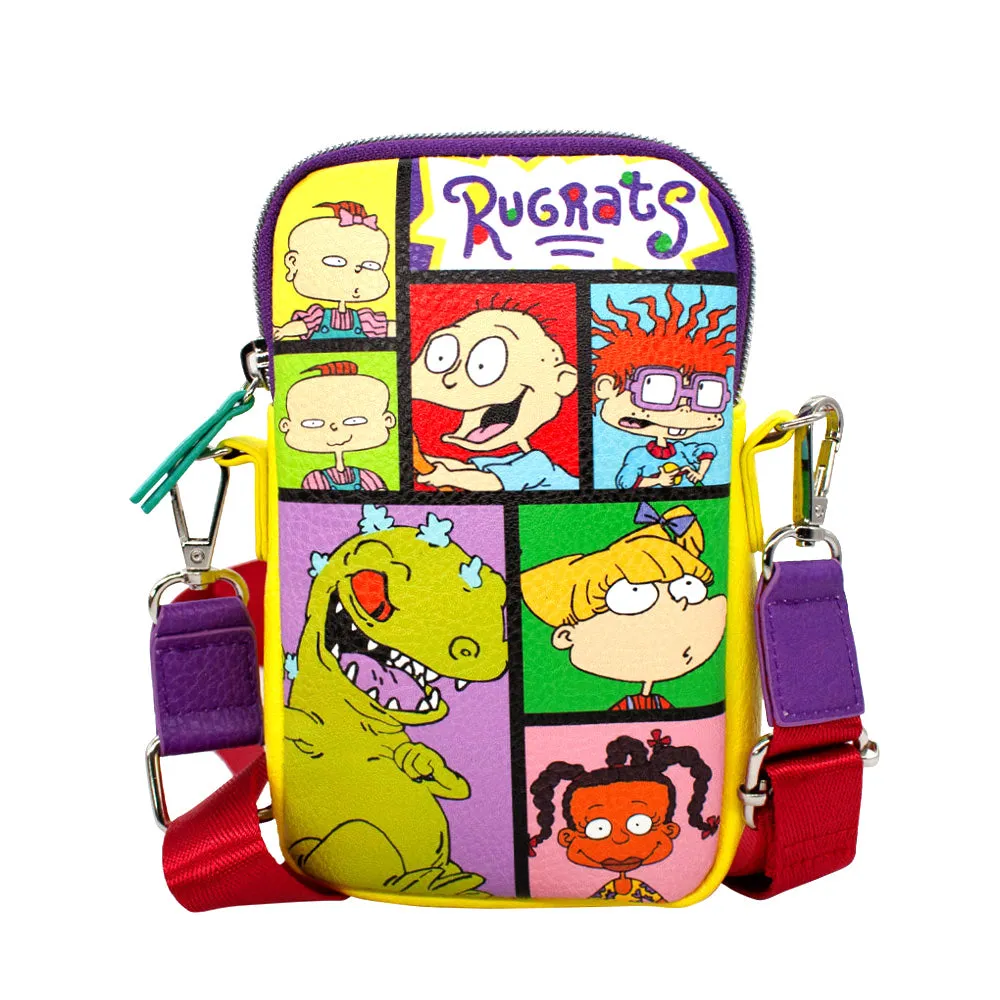 Wallet Phone Bag Holder - Rugrats Character Pose Blocks Yellow Purple Teal