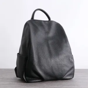 Womens Leather&Nylon Backpack Black Travel Backpack Bag Black Classic School Rucksack for Ladies