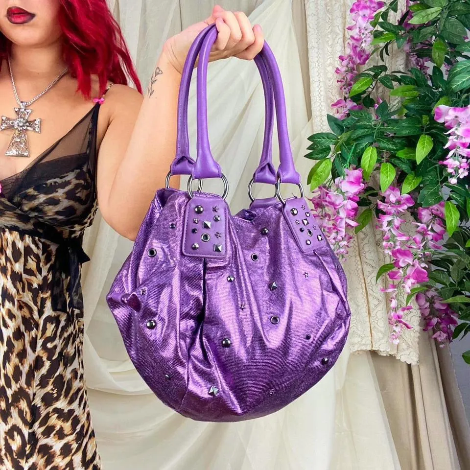 Y2K Metallic Studded Hobo Bag 💜☠️