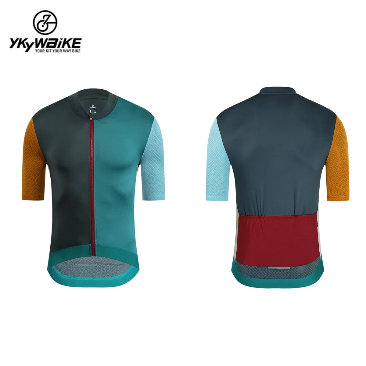 YKYW 2024 Men's New Cycling Jersey Moisture Wicking Quick Dry Multiple Color Combinations Colorblocking Light Blue Light Green