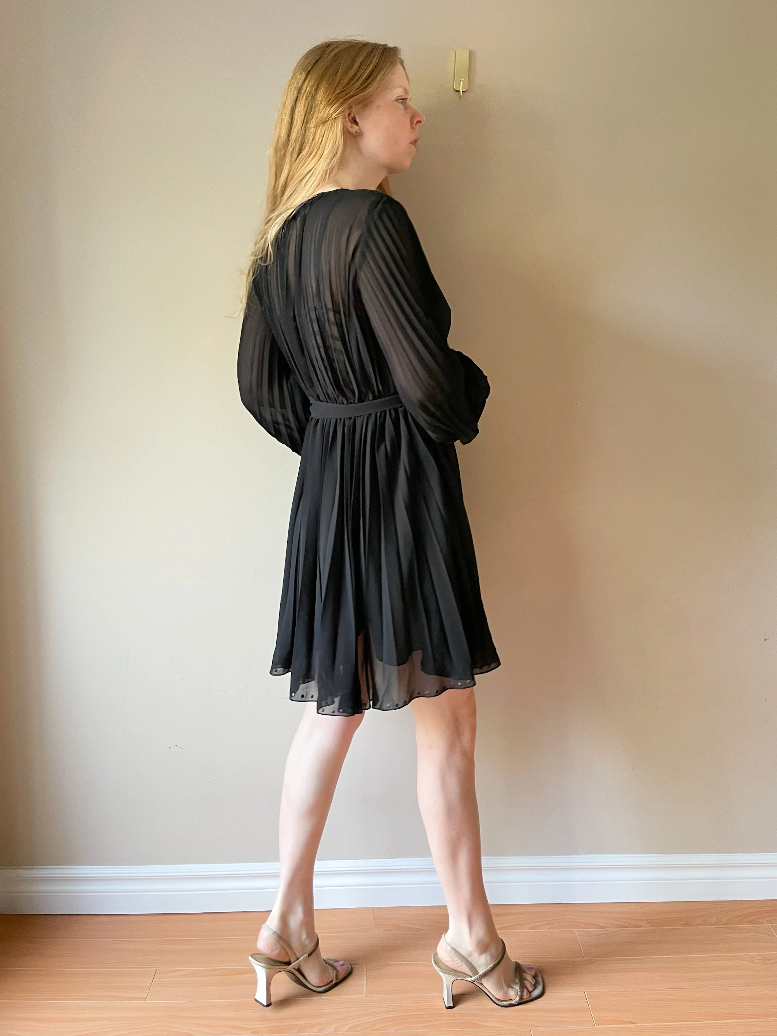 Zara Black Puff Sleeve Flowy Dress - Medium