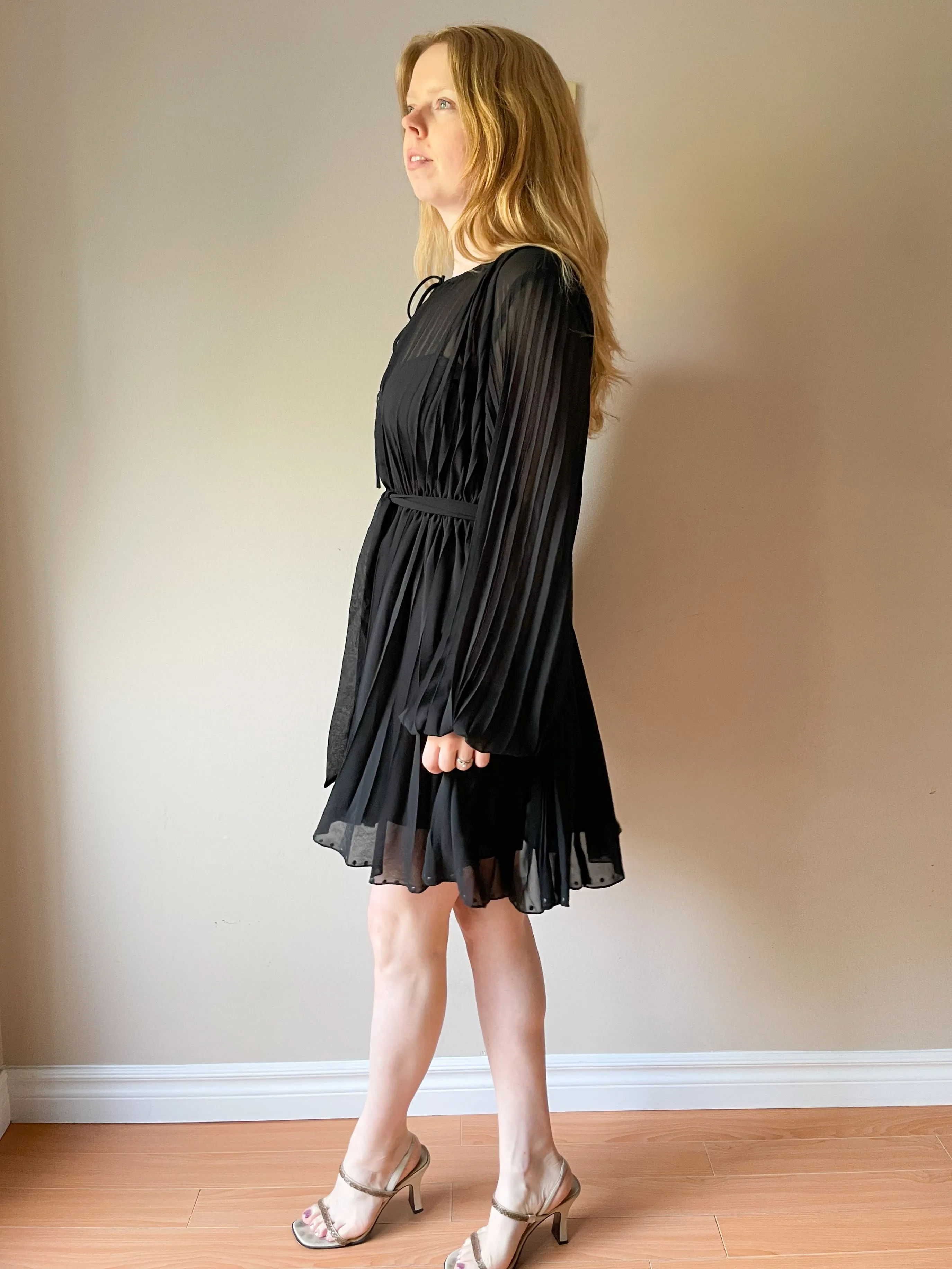 Zara Black Puff Sleeve Flowy Dress - Medium