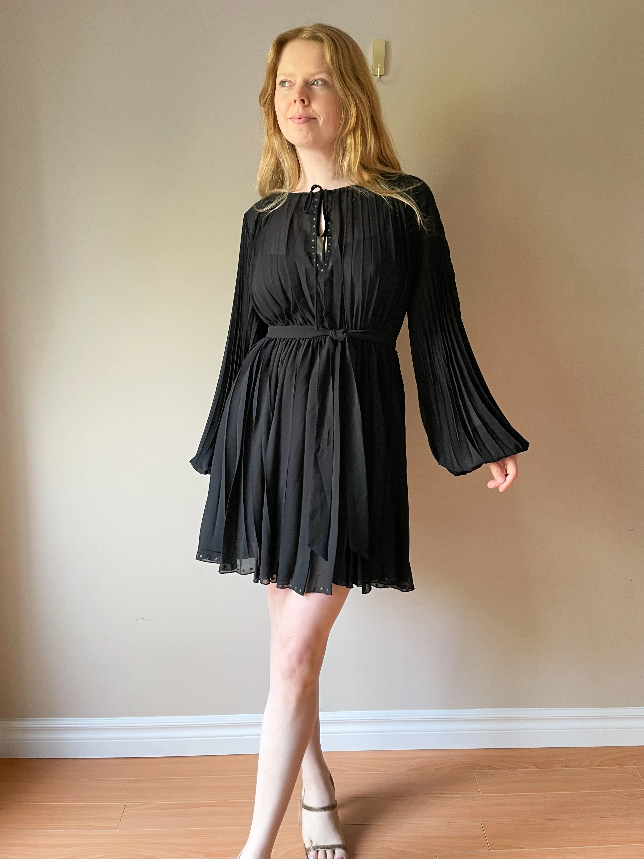 Zara Black Puff Sleeve Flowy Dress - Medium